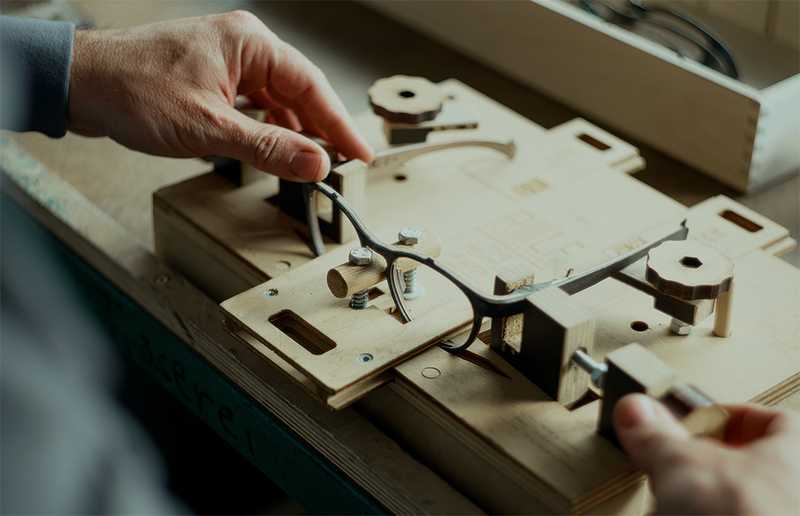 A glimpse into the meticulous, handcrafted production process at Rolf Spectacles.